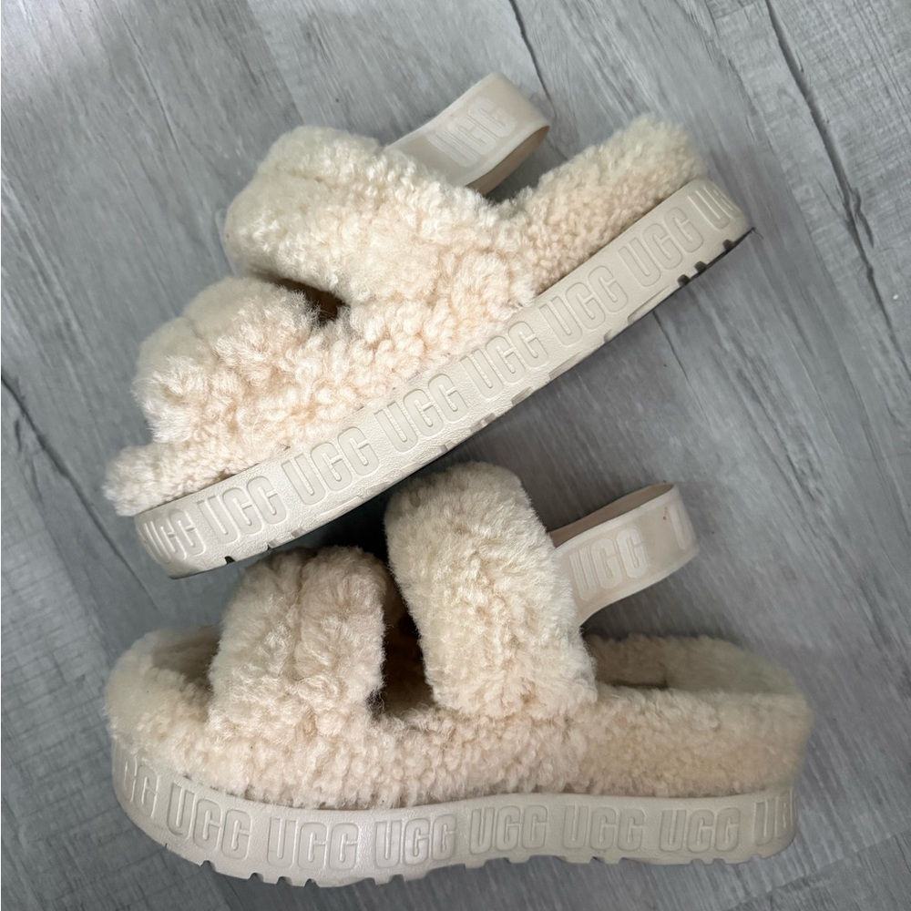 UGG Cream Fluffy Slides